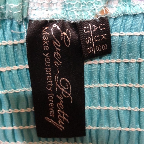 Ever Pretty High Low Dress Size US 6 Rhinestone Aqua Blue Floral Print - Picture 6 of 9